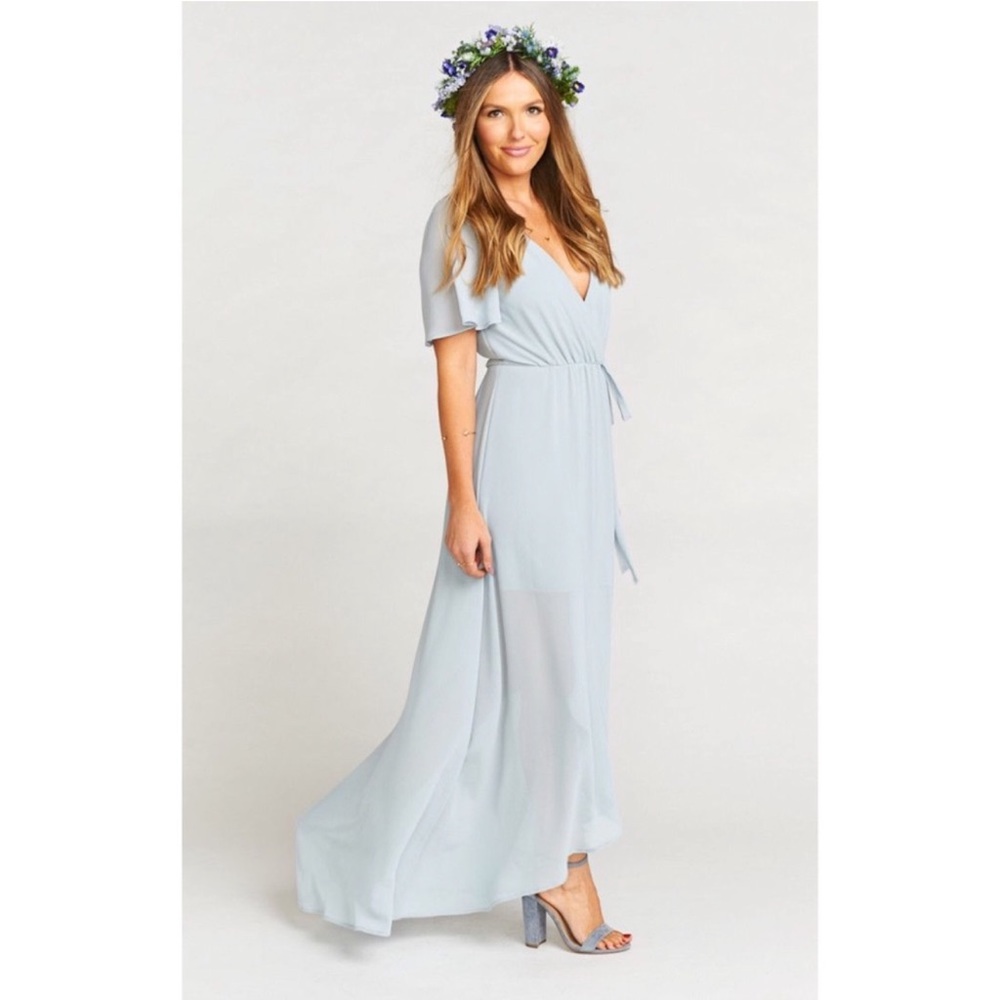 SHOW ME YOU MUMU Sophia Wrap Dress In Light Baby Blue